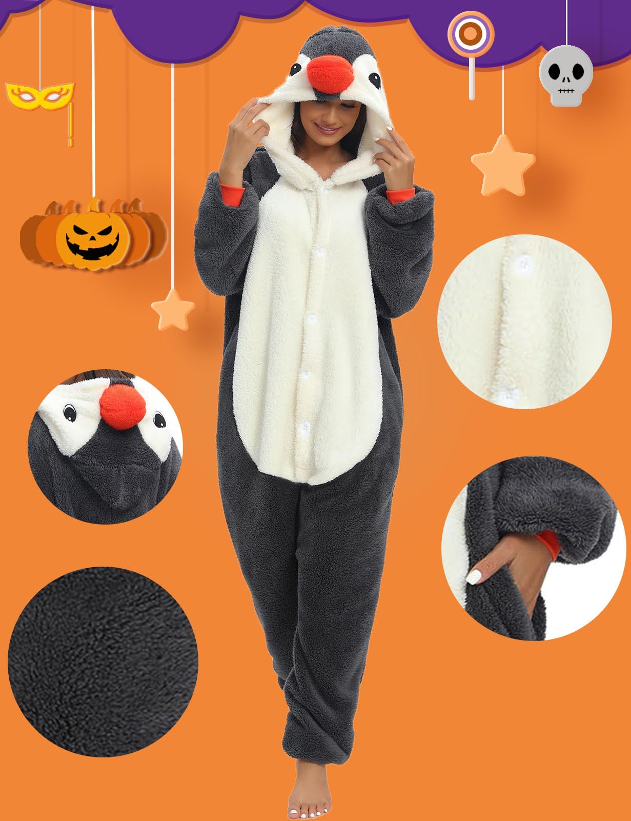 Xinlong Panda Pigiama Intero Inverno Animali Costume Cosplay Halloween Carnevale Donna Adulto Party Jumpsuit Pajama Camicie da Notte Monopezzo Unisex
