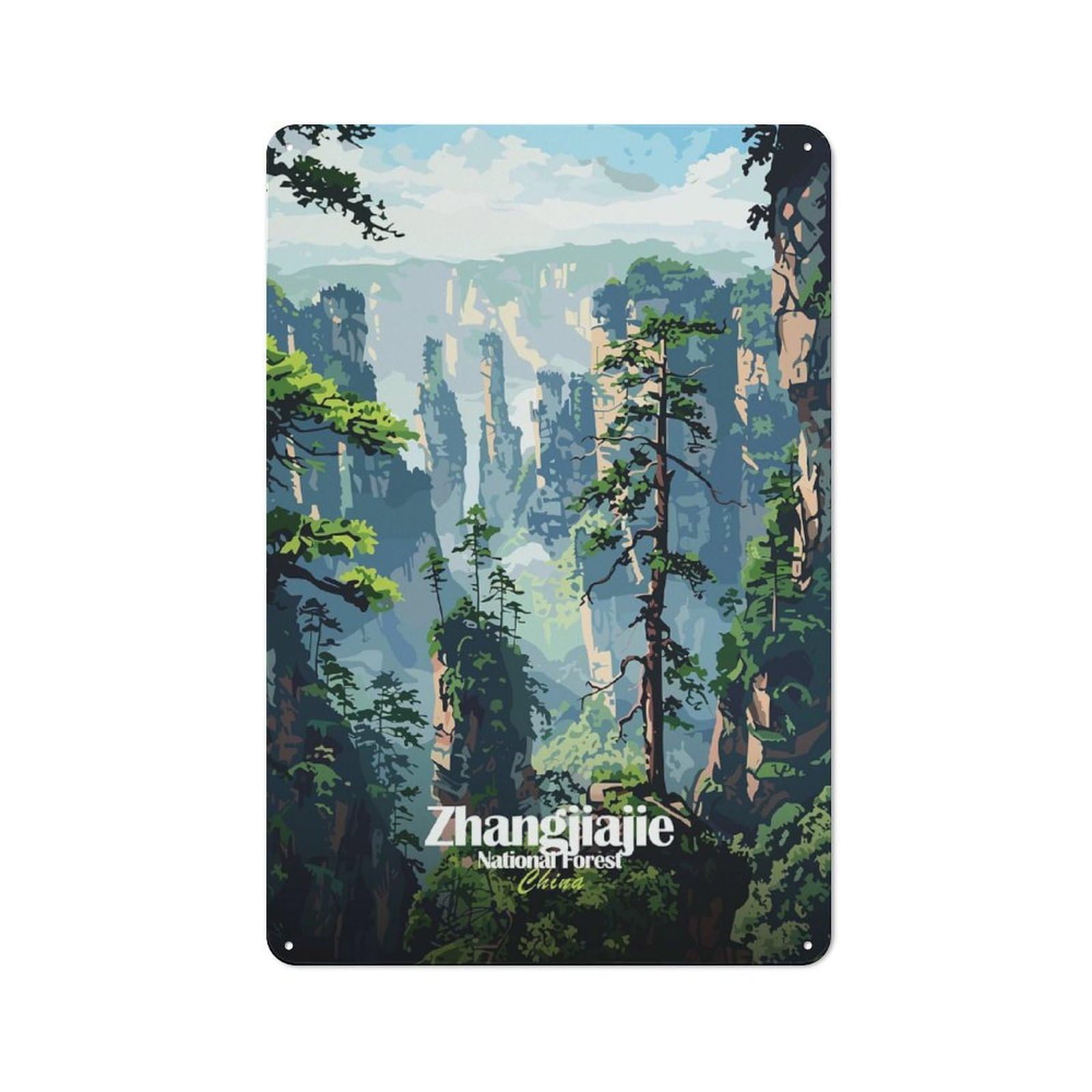 Zhangjiajie National Forest, China Classic Metal Wall Decor 30x20cm, Metal Wall Plaque for Hobby Room, Office, Lounge Or Living Room