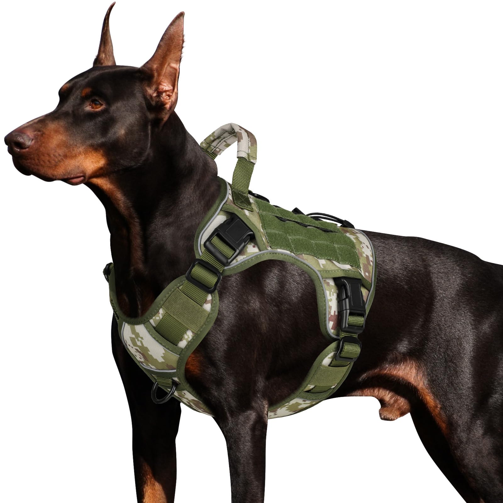 WINGOIN Tactical Dog Harness for Large Dogs, Heavy Duty No Pull Dog Harness with Handle, Adjustable Reflective Military K9 German Shepherd Big Size