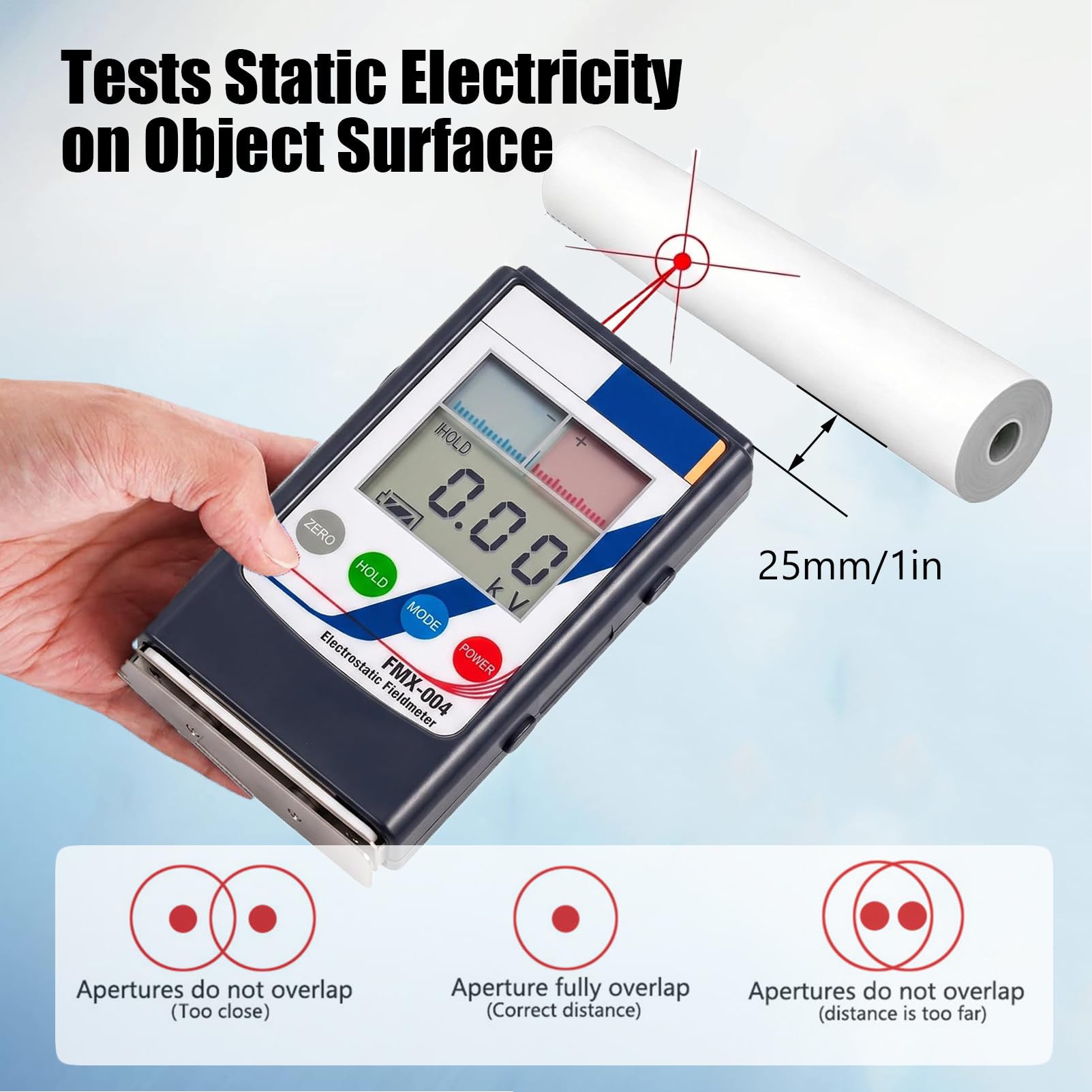 Tester pola elektrostatycznego, miernik pola elektrostatycznego Tester napięcia ESD Pomiar elektryczności statycznej Monitor eliminacji Miernik pola dla włókien tekstylnych Papier Guma 0-20KV
