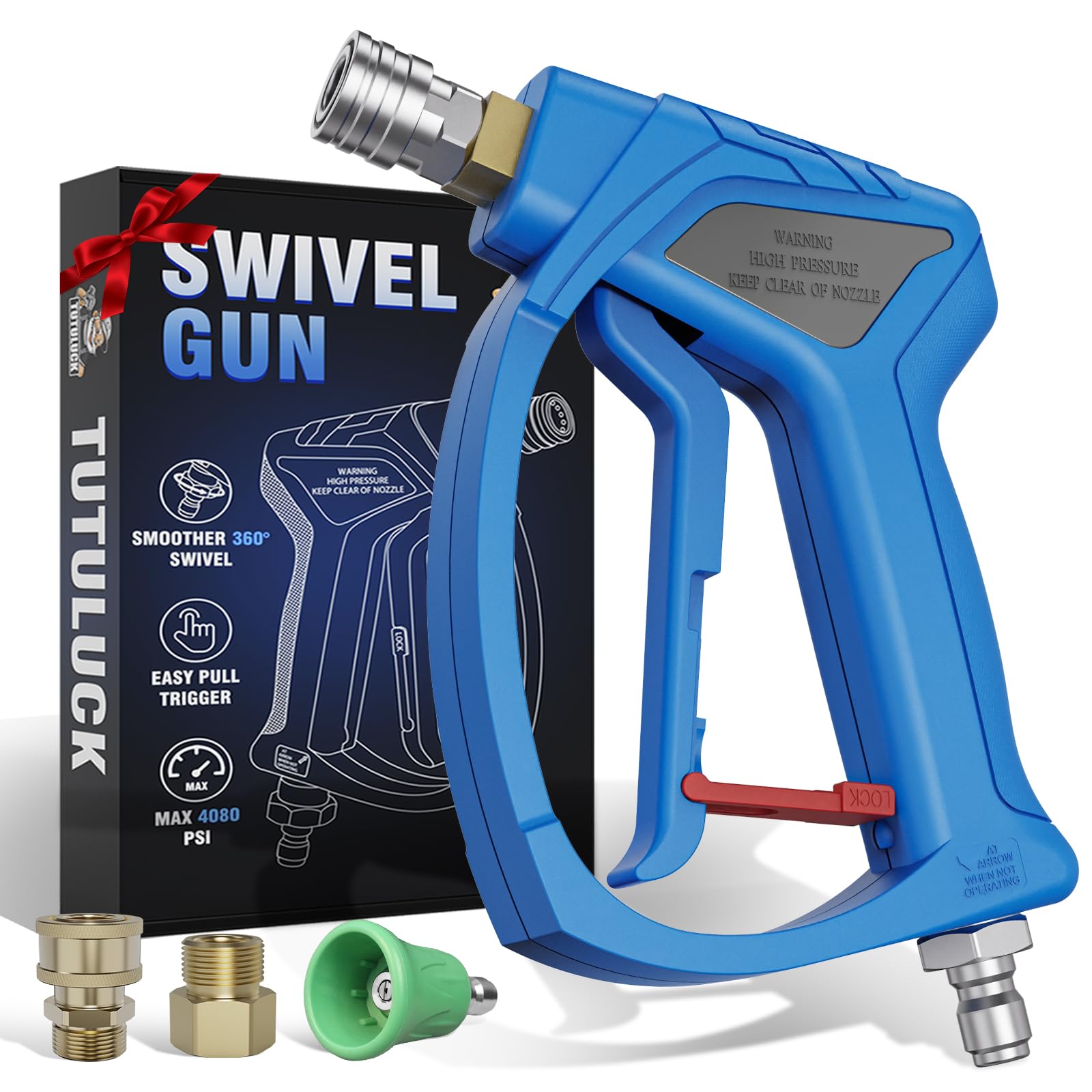Short Pressure Washer Gun with 3/8" Swivel Plug, 1 x 25° Soft Rubber Nozzle, M22-14mm to 3/8" Quick Connector, M22-15mm Female Thread, and 1 Teflon Tape for Car Wash-image-32