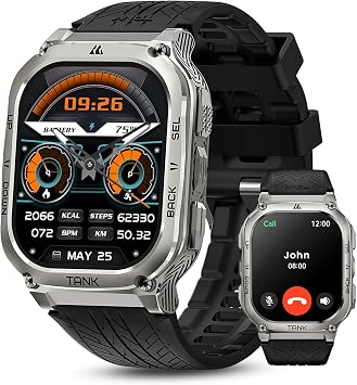 AMAZTIM Smart Watches for Women Men - Rugged Outdoor Fitness Watch, 170+ Sports Modes, 5 ATM Waterproof, 1.96" AMOLED, Gorilla Glass, Answer/Make Calls, Android & iOS Compatible