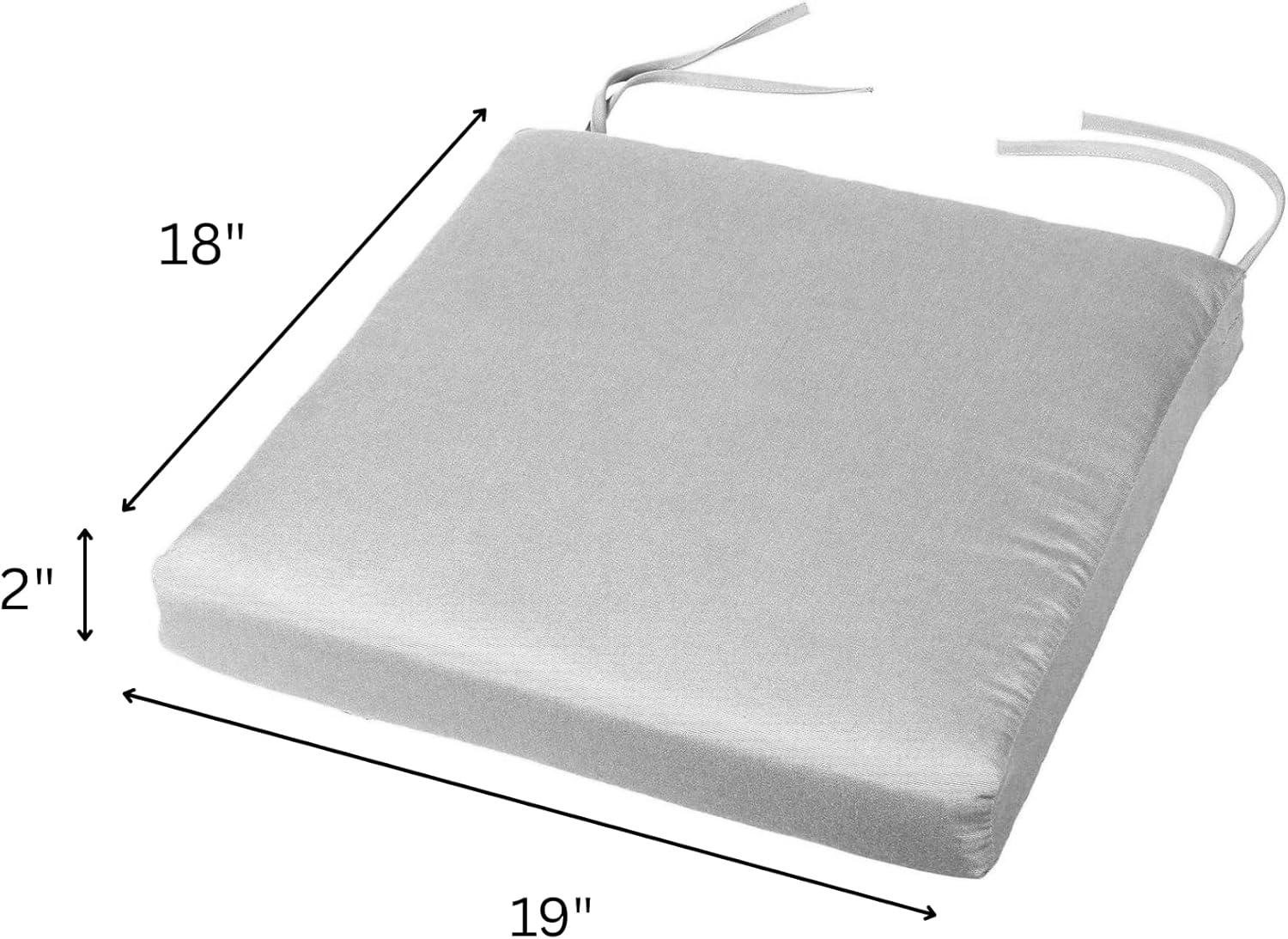 Cushion Source 19" x 18" x 2" Sunbrella Chair Pad with Ties, Indoor Outdoor Chair Cushion, Fade and Water Resistant Patio Furniture Seat Pad, Sunbrella Brannon Whisper