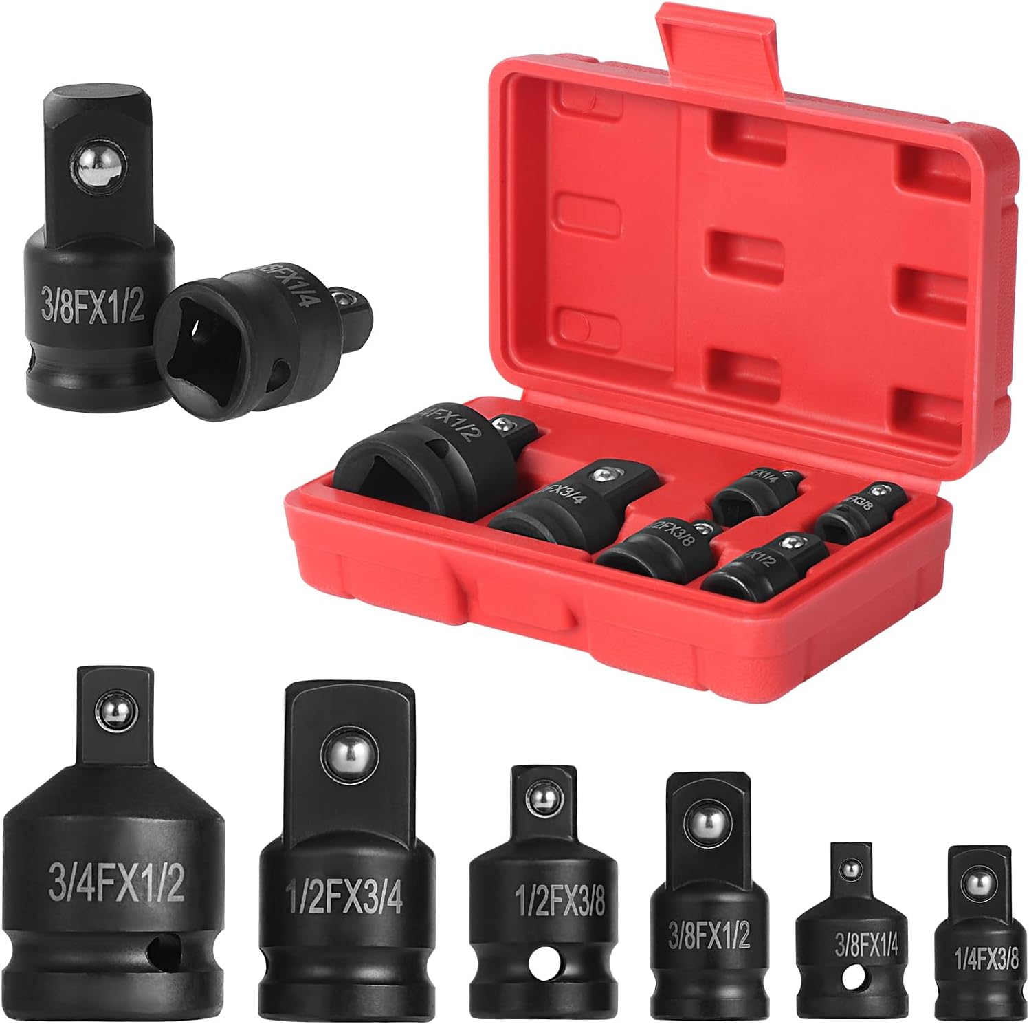 6 Pieces Impact Socket Adapter Reducer Impact Socket Adapter Set Impact Converter Adapter Set Brake Square Head Adapter for Breaker Bar Ratchet Wrench