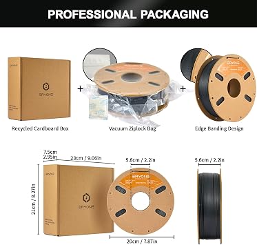 ERYONE Carbon Fiber Filament PLA, PLA-CF 3D Printer Filament No Warp Enhanced Toughness, +/- 0.03mm Accuracy 1KG Cardboard Spool(2.2LBS), Black