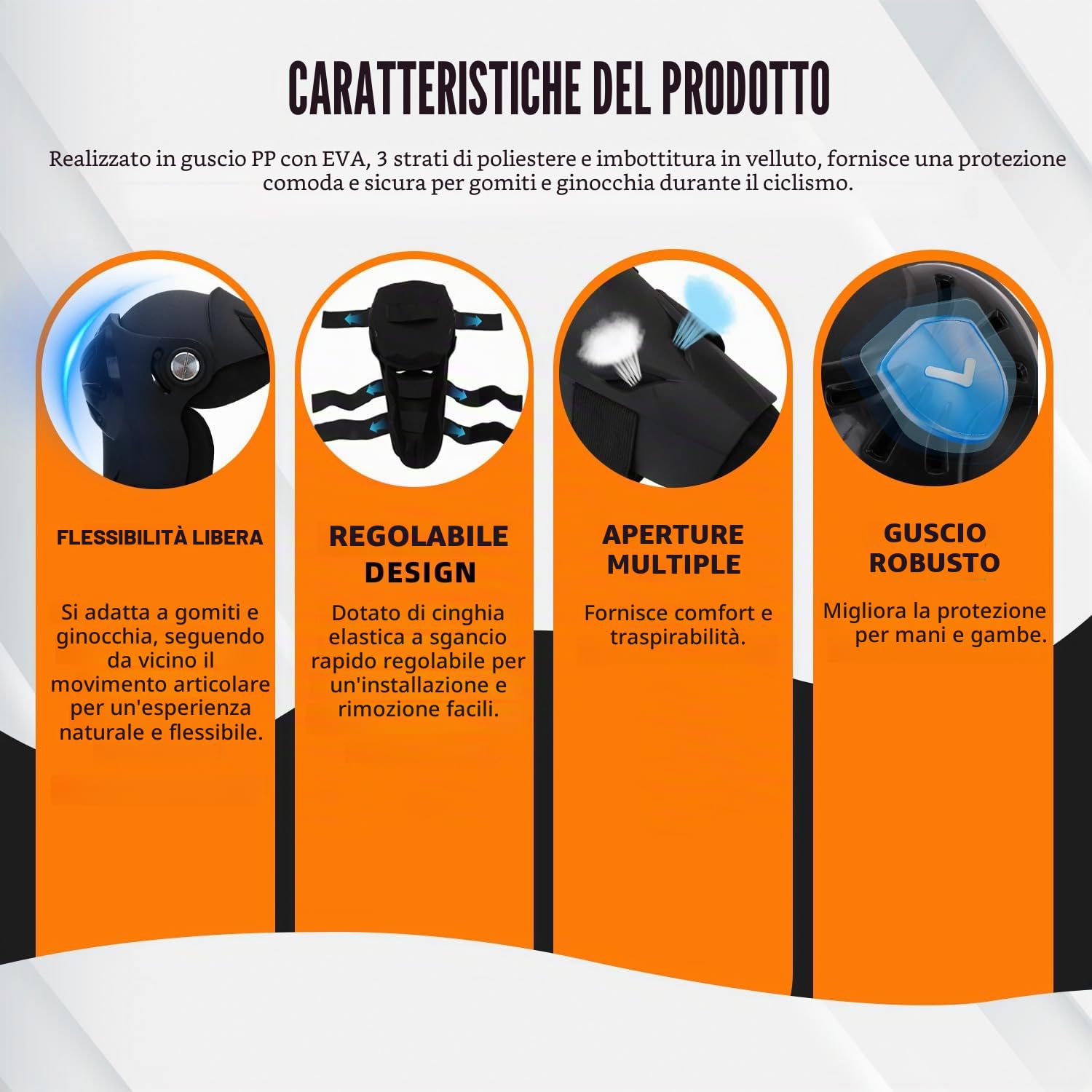 JFG RACING Ginocchiere Moto, Gomitiere per Moto - 4PCS High-Impact Pads per Proteggere Ginocchi e corpi d'adulti per Motocross Enduro