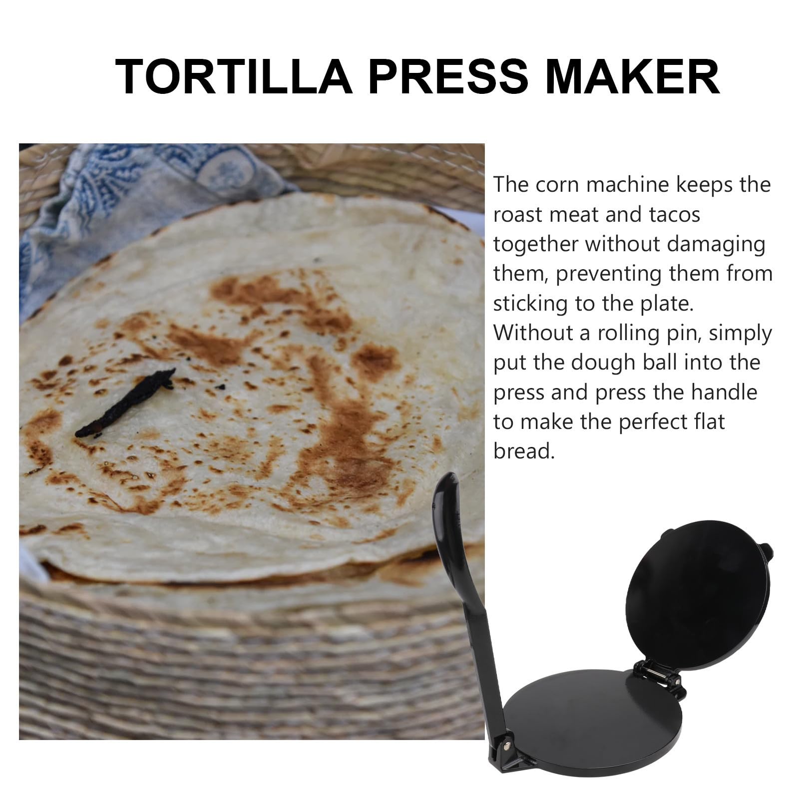 BETOOKY Prensa y Acabado Fino Estructura Plegable de 20cm de Aleación de Aluminio Herramienta Práctica y Fácil de Usar para Tortillas para Hacer Tortillas de Harina