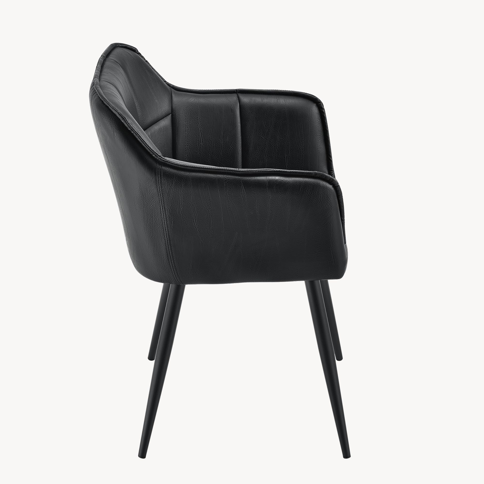 [en.casa] Poltrona Sedia per Sala Pranzo Studio Poltroncina con Braccioli e Schienale Poltrona in Stile Trapuntato Rivestimento in Similpelle - Nero