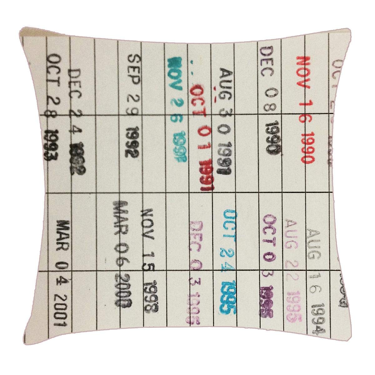 NYWDZ Vintage Library Due Date Cards Throw Pillow Cover 18x18 Inch Two Sides Design Printed Pillowcase