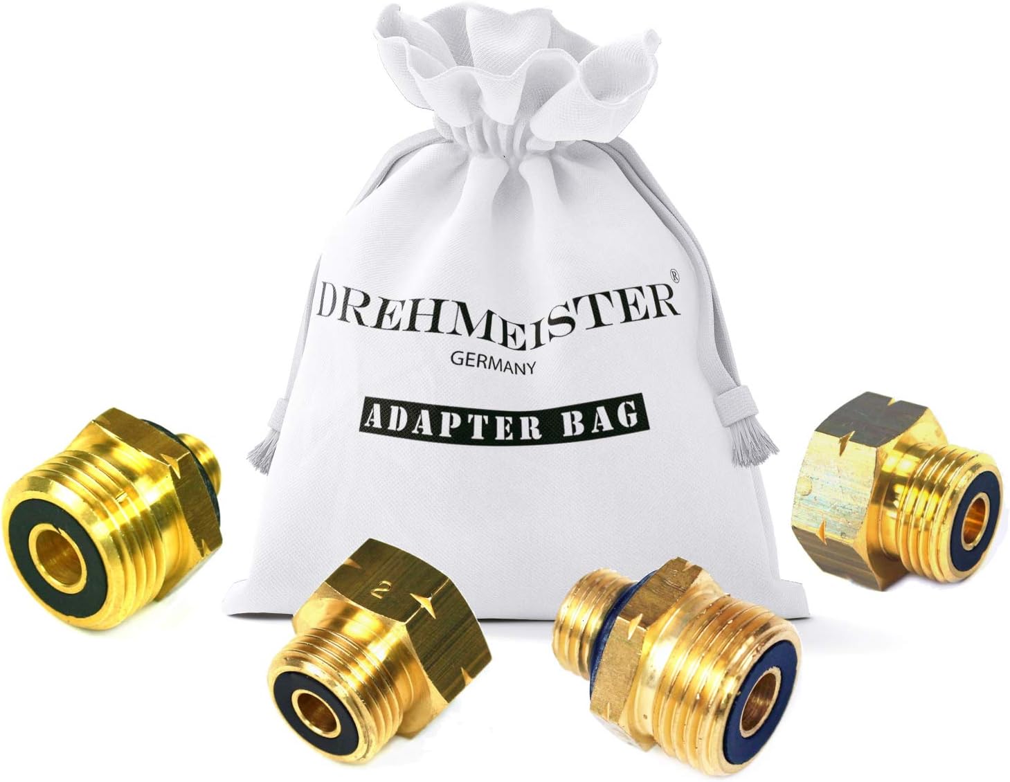DrehmeisterGas adapter gas cylinders connection set Europe for the withdrawal - connection of German KLF devices to foreign gas cylinders - No. 1-4 complete