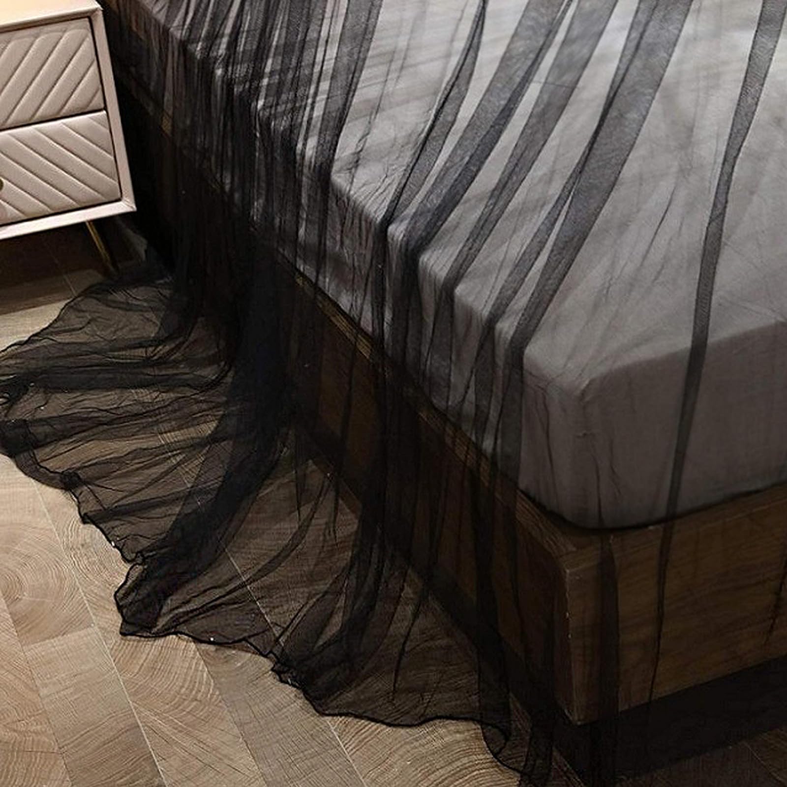 Zoojoy Zanzariera a Rete per Letto – Zanzariera Rotonda a Cupola per Camera da Letto, Giardino, Campeggio, Tende a Sospensione per Neonato/Letto Singolo/King Size [Nero]