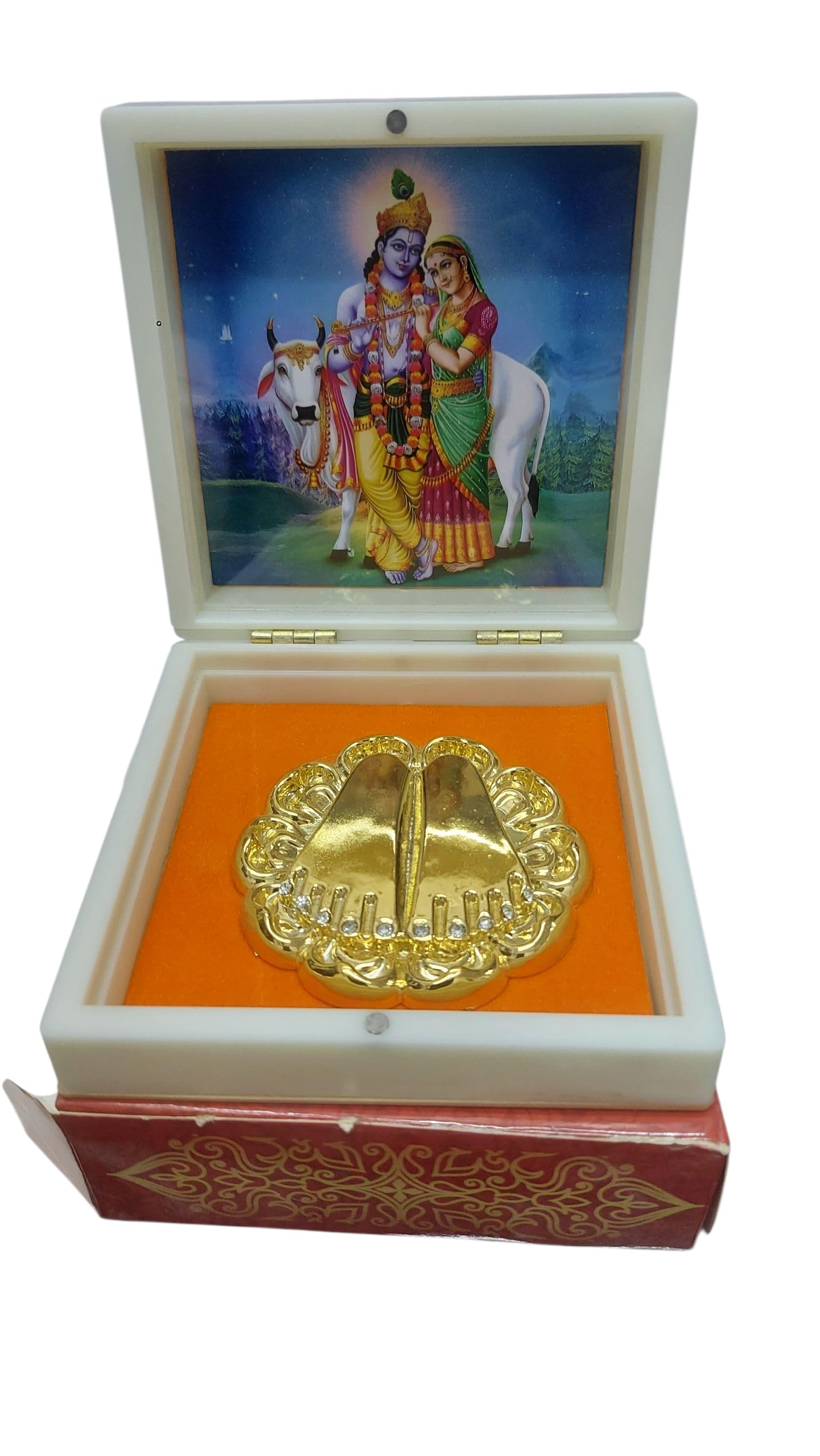Charan Paduka with Radha Krishna Picture
