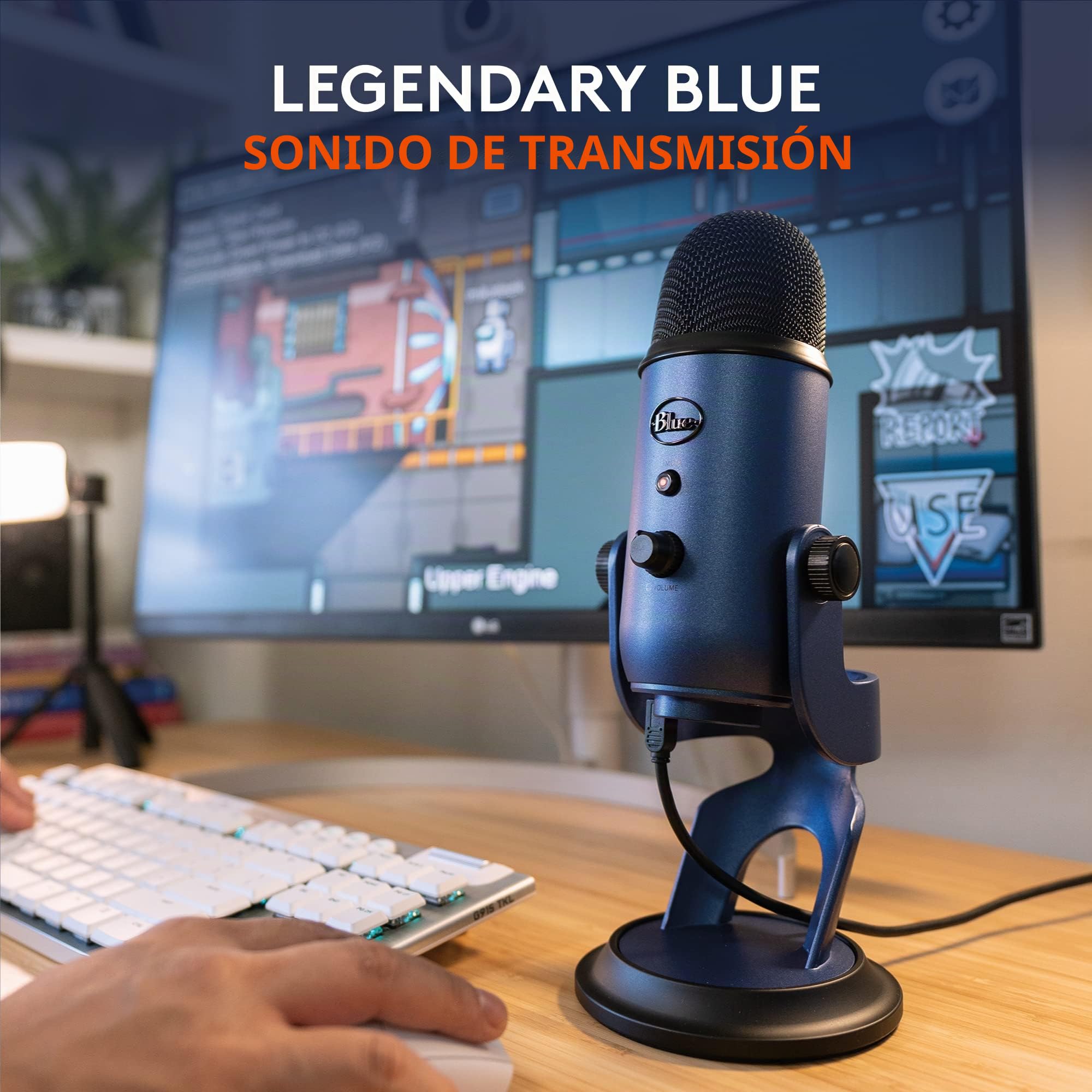 Logitech for Creators Blue Yeti Micrófono Condensador USB para Grabación, Streaming, Gaming, Podcasting, Azul