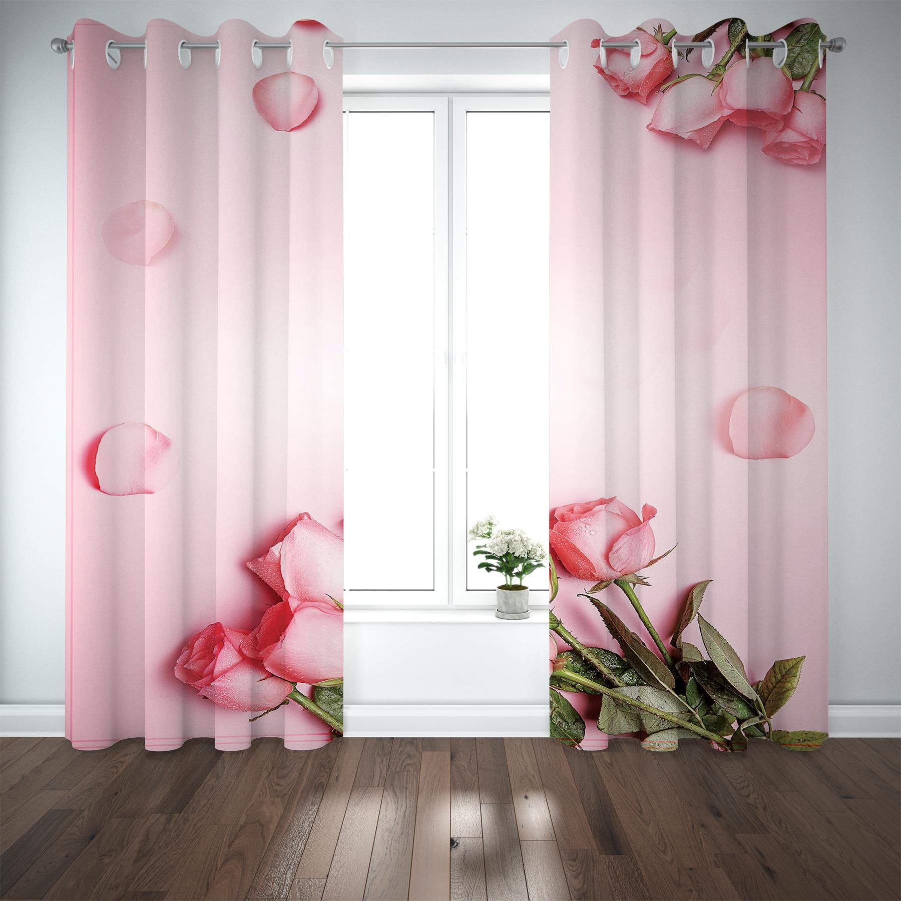 Różowy rumieniec kwiatowe zasłony dziewczęce kwiat róża zasłony zaciemniające zasłony izolacja termiczna do salonu domu zasłona okienna 280 x 250 cm (szer. x wys.) / 140 x 250 cm x 2