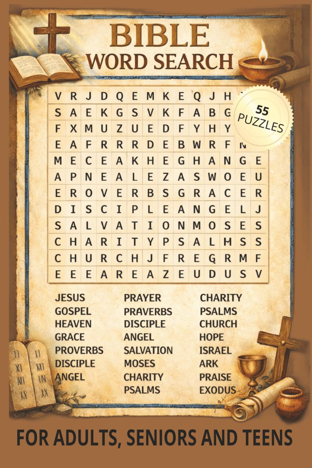 Bible Word Search Puzzle Book: Word Searches with Easy to Read Print about the Bible, Prayer, Jesus and More | 6x9 inches, 110 pages | 55 puzzles...Devotional Gift