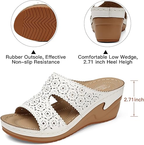 Miniatura 4 de SHIBEVER Wedge Sandals for Women Dressy Summer Slip On Womens Sandals - Slide Comfortable Walking Platform Sandals