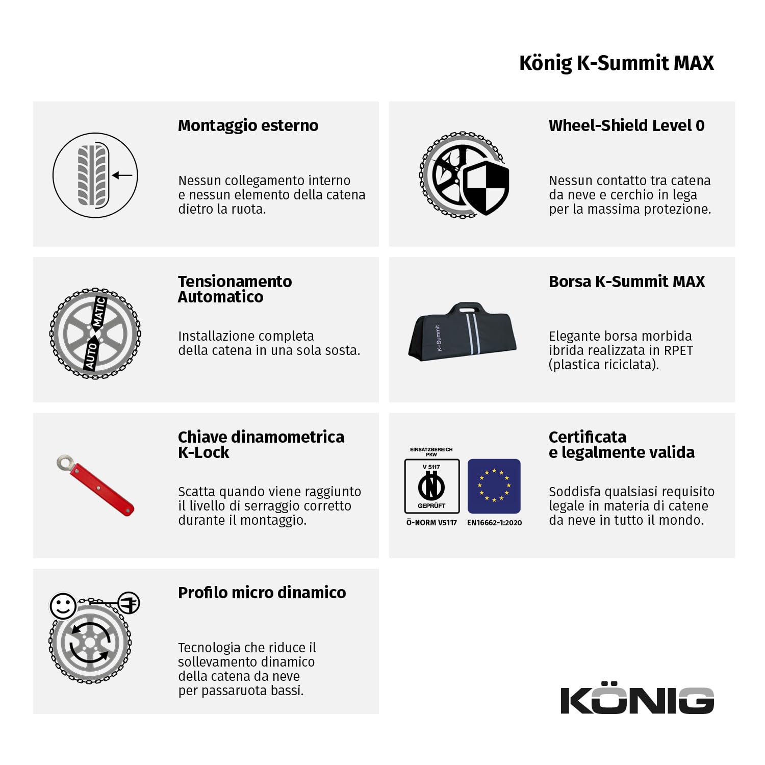 KÖNIG K-Summit MAX K45M - Catene da neve omologate