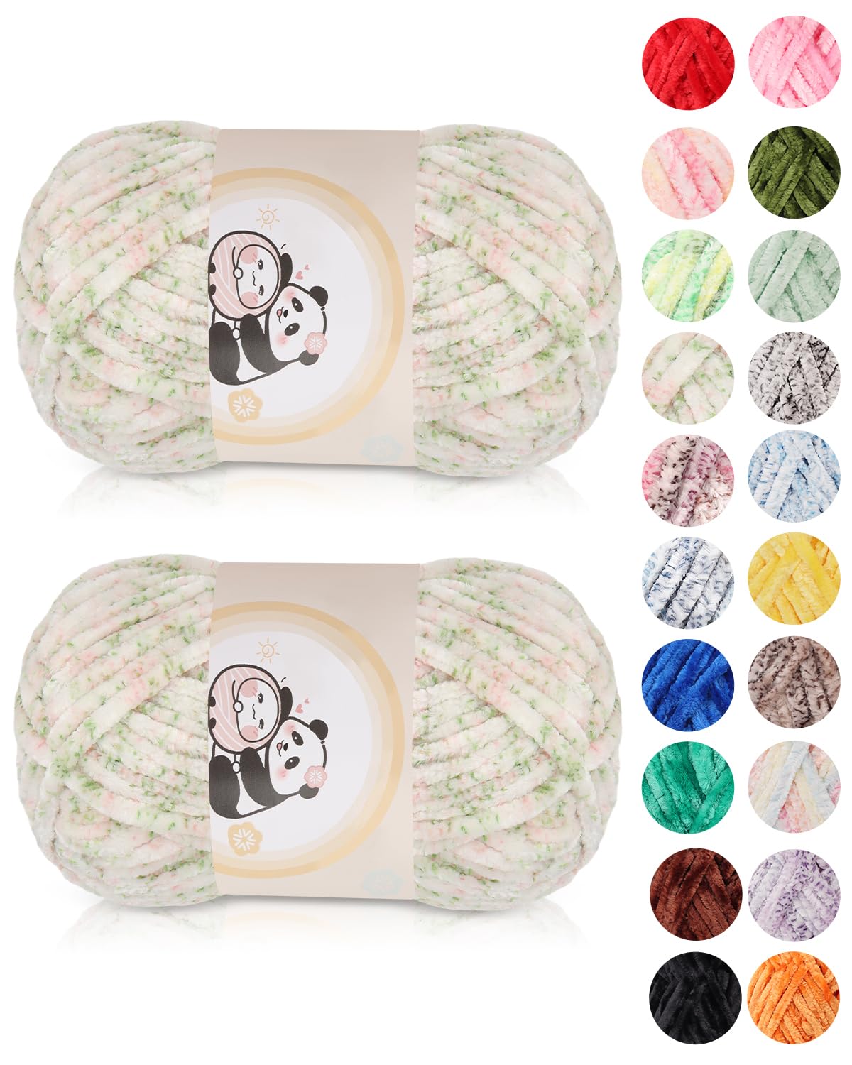 Aeelike 200g Warme Chenille Wolle zum Stricken, Flauschige Dicke Garn zum Handstricken, Samt Velvet Babywolle zum Häkeln, Weich Plüschwolle für Amigurumis Babydecke, Rose Garden