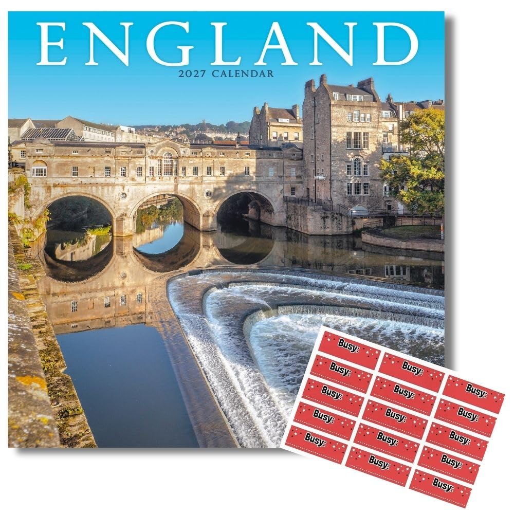 Avonside England 2027 Calendar with Organisational Stickers, 16 Month Square Wall Calendar (Sept 2026 - Dec 2027), UK Planner with England Views, For Travellers, Home or Office, 11.6 x 11.6 in