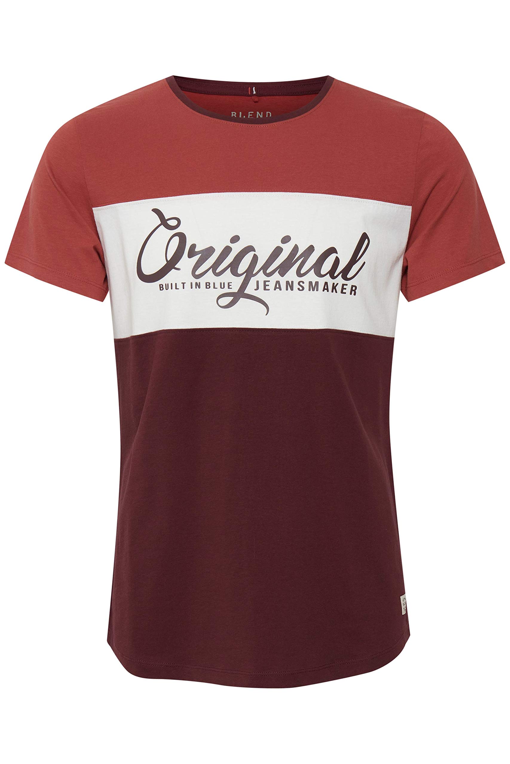 Blend BHNero Herren T-Shirt Kurzarm Shirt Print mit Streifen und Rundhalsausschnitt