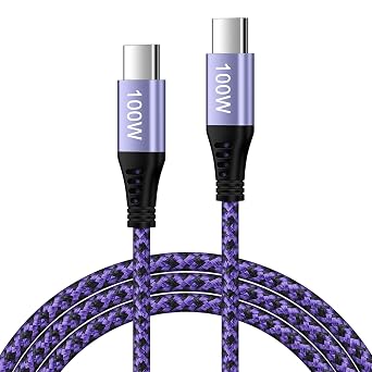 100W / 5A USB C C Cable PD شحن سريع من النوع C إلى النوع C سلك شاحن Android لـ Motorola Razr و Edge + و G Play و G Power و G Stylus و G Fast و G9 و G8 Plus و Samsung Galaxy A14,A13 ، a24 ، S23 ، S22 Ultra ، S21FE ، S20 ، ملاحظة 20