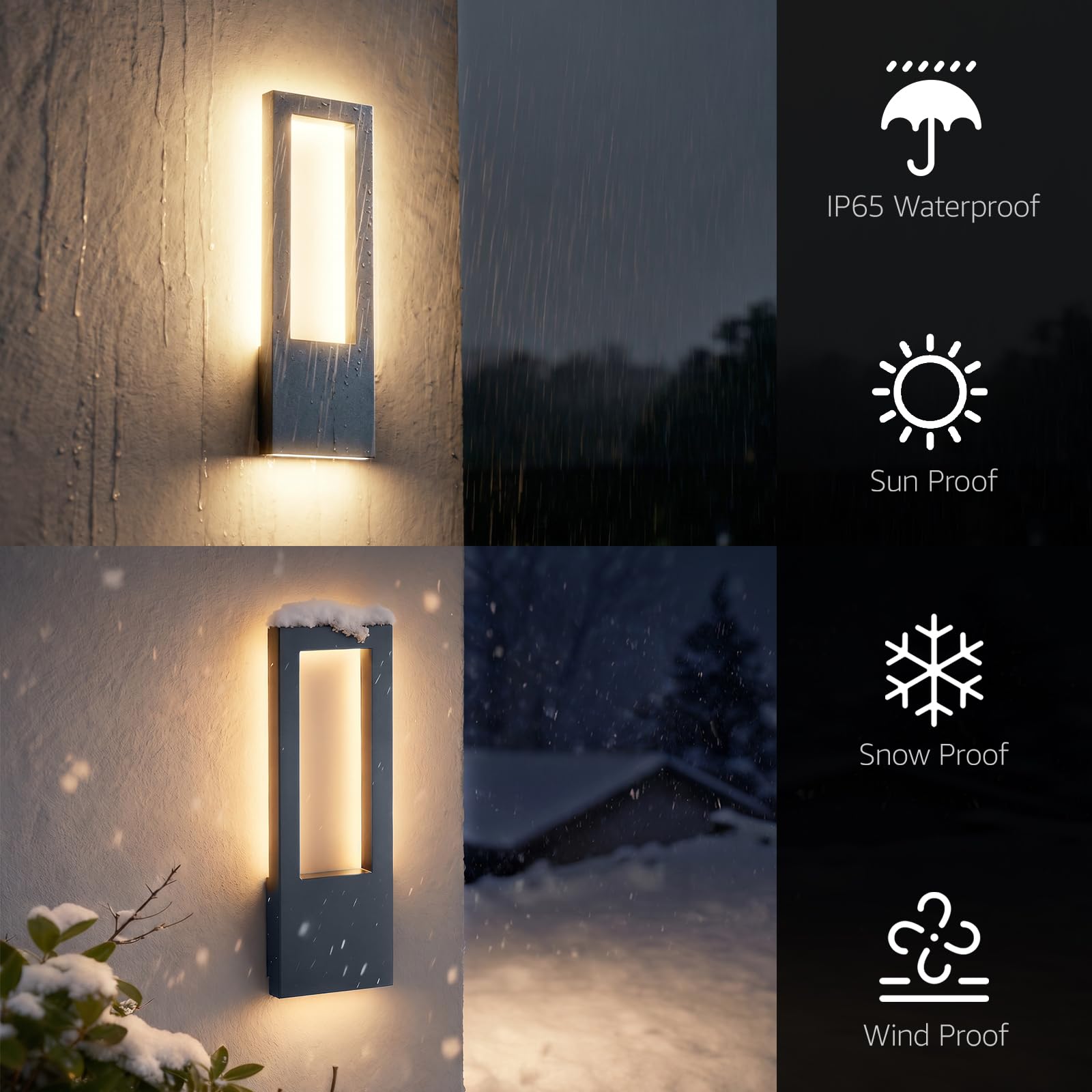 Aipsun 30W Applique da Esterno/Interno,Lampada da Parete Illuminazione 3000K Bianco Caldo Ip65 Impermeabile|Applique Rettangolari Per Terrazza Ingresso,Alluminio,Antracite