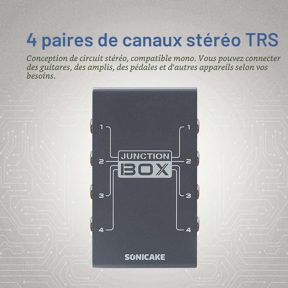 SONICAKE TRS stéréo 4 canaux Organisation LINE Pédale d'effets Guitar Bass Junction Box