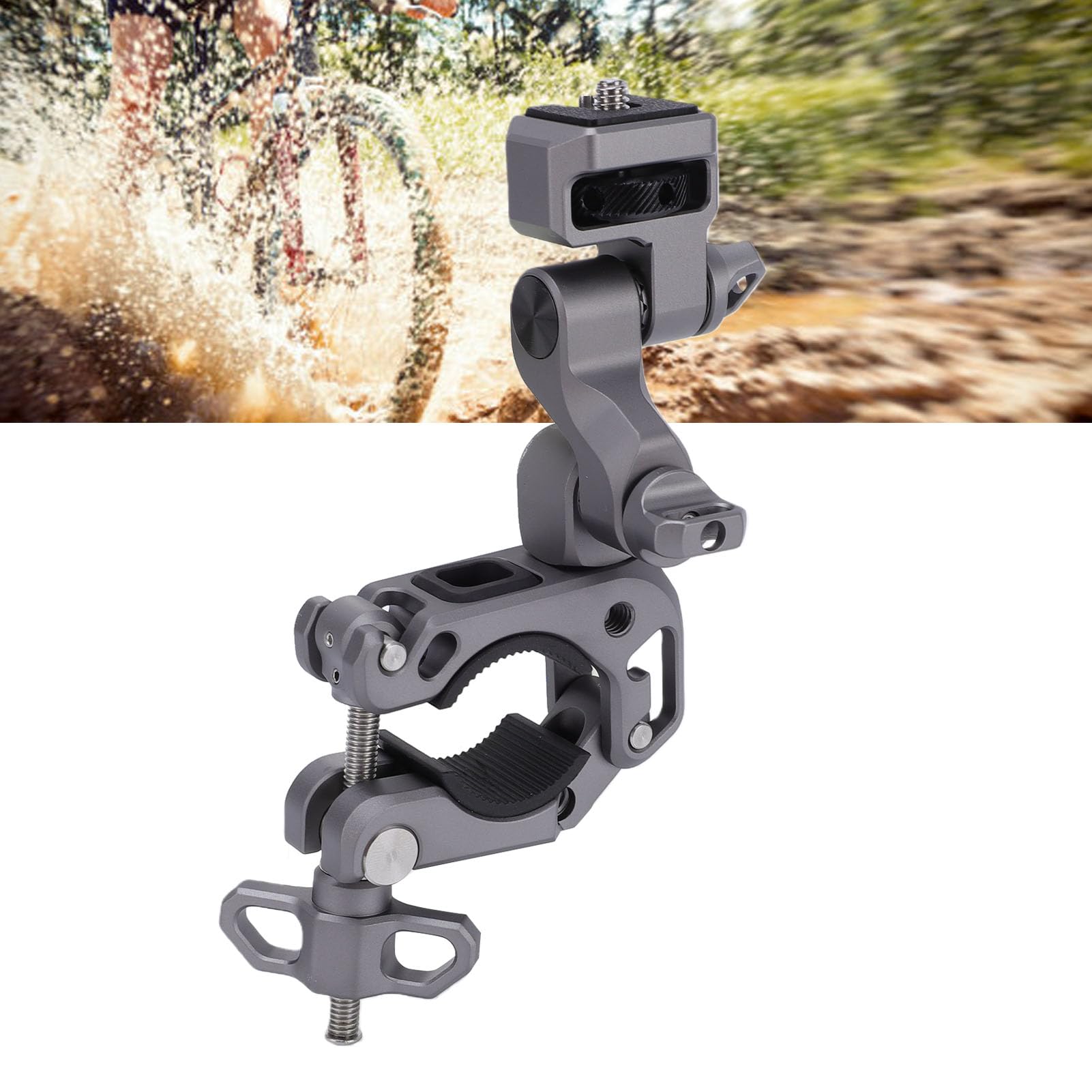 KIMISS Uchwyt do Kamery Rowerowej Zacisk Uchwytu do Kamery Akcji na kierownicę Obrót 360° Zacisk na rurę 18-39mm Aluminium CNC z Interfejsem 1/4 Cala Kierownicy Motocykla/roweru