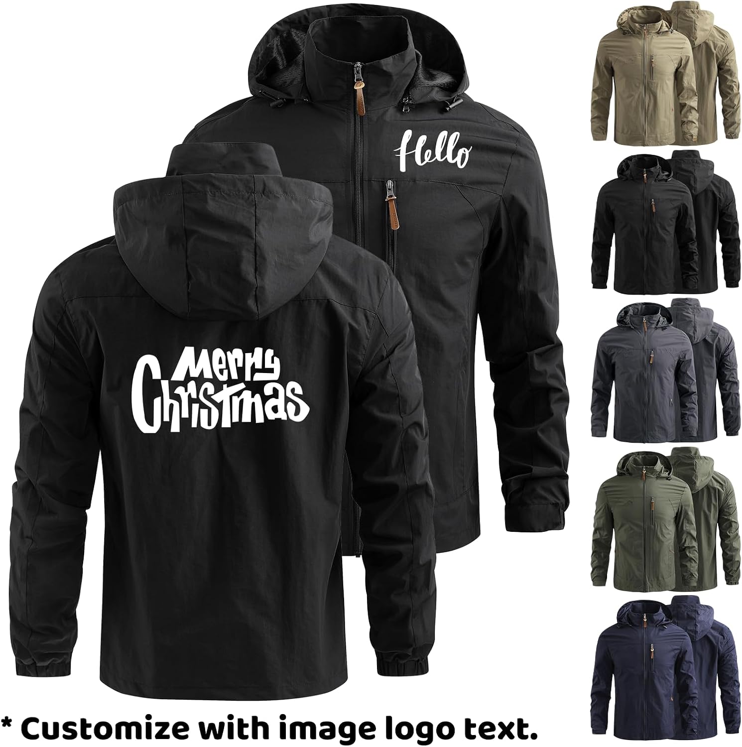 Custom Mens Rain Jacket Design Your Lightweight Waterproof Shell Windbreaker with Hood Outdoor Workwear