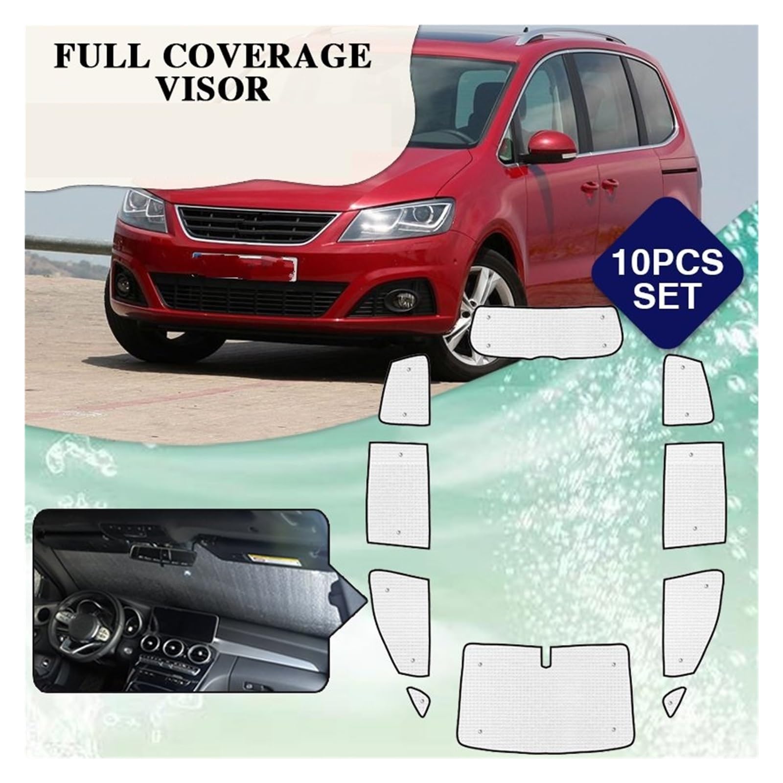 Parasole Auto Completo Per VW Sharan 7N E Seat Alhambra 2010-2023 | Tende Laterali E Anteriore | Protezione UV E Privacy