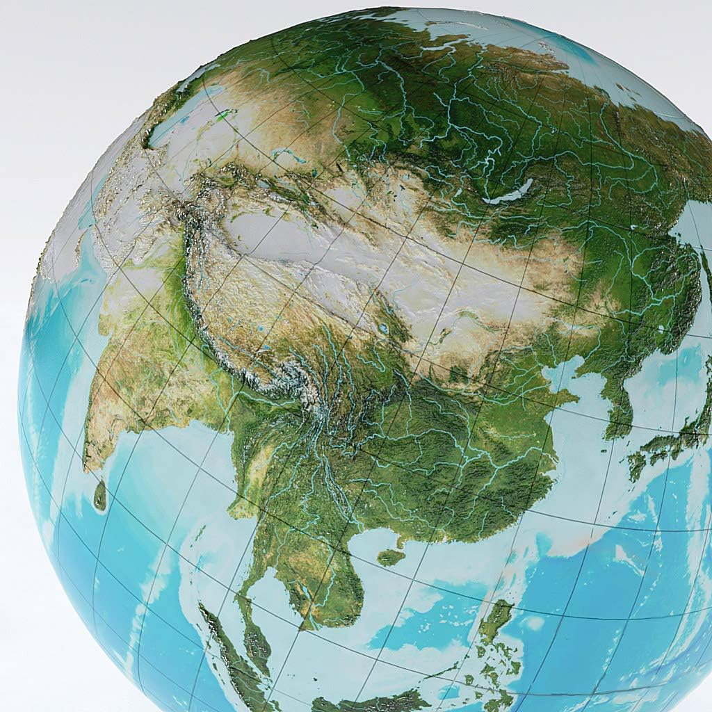 Raised Relief Globe of The Earth 54 Inch Diameter