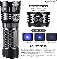 Vista 2 de LIGHTFE Linterna UV de 20000 mW de salida de 365 nm utiliza fuentes LED LG 3 en 1, equipada con lente de filtro especial, se aplica para uso médico