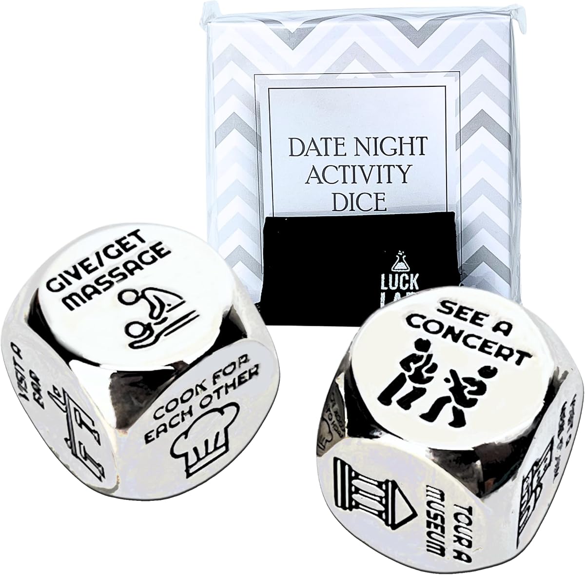 Date Night Dice - Activity Decider for Couples with Velvet Storage Bag (Date Night Activity Decider Dice)
