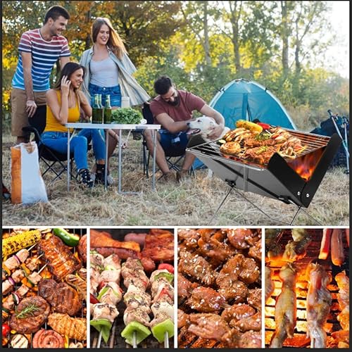 Mini Tabletop Charcoal Grills, Portable Bbq,Fire Pit Bowl, Foldable Heavy Duty Camping Stove, Hibachi Grill, For Indoor And Outdoor Wood Burning, Car Traveling, Backpacking And Picnic #TOP4