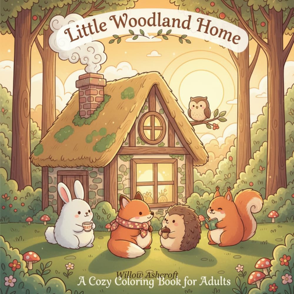 Little Woodland Home: A Cozy Coloring Book for Adults Featuring Cute Woodland Animals in Cottagecore Scenes for Stress Relief and Relaxation