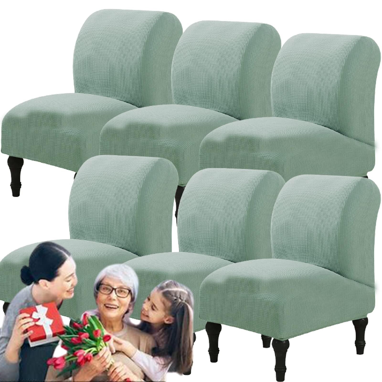 NMVAWIPT Armless Accent Chair Covers, Polyester+Spandex Stretch Slipcover, Removable Furniture Protector, For Home Hotel(#4,6pcs)