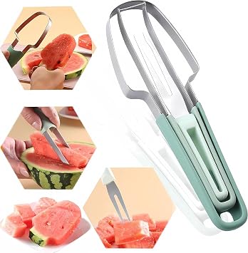GKXLH New 3-in-1 Stainless Steel Watermelon Cutter Slicer Tool Green
