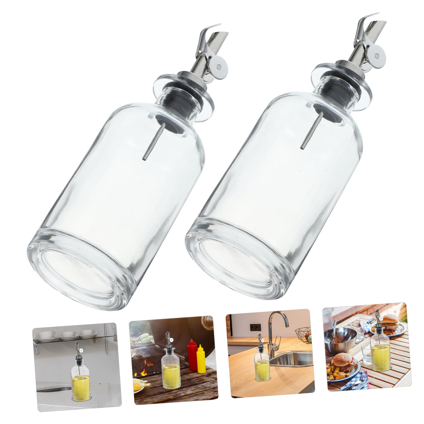 Ciieeo 2Piezas Botella Aceite y Vinagre Apertura Automática Para Condimentos y Aderezos De Limpiar y Duradero Para Uso