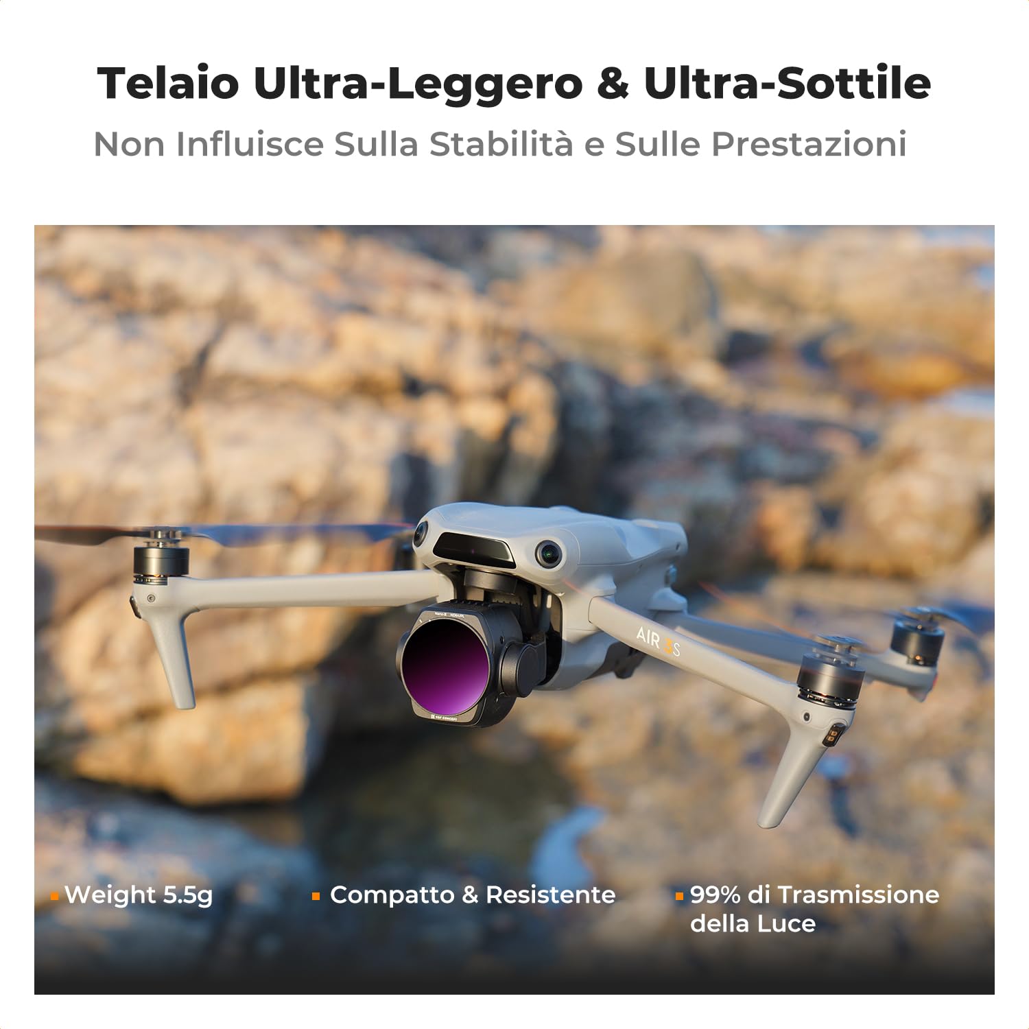 K&F CONCEPT 4 Pezzi Set di Filtri ND PL per DJI Air 3S, ND8/PL ND16/PL ND32/PL ND64/PL, Filtri Polari e a Densità Neutrale Multi-Funzionali, Accessori per Drone, Vetro Ottico HD/Multirivestito
