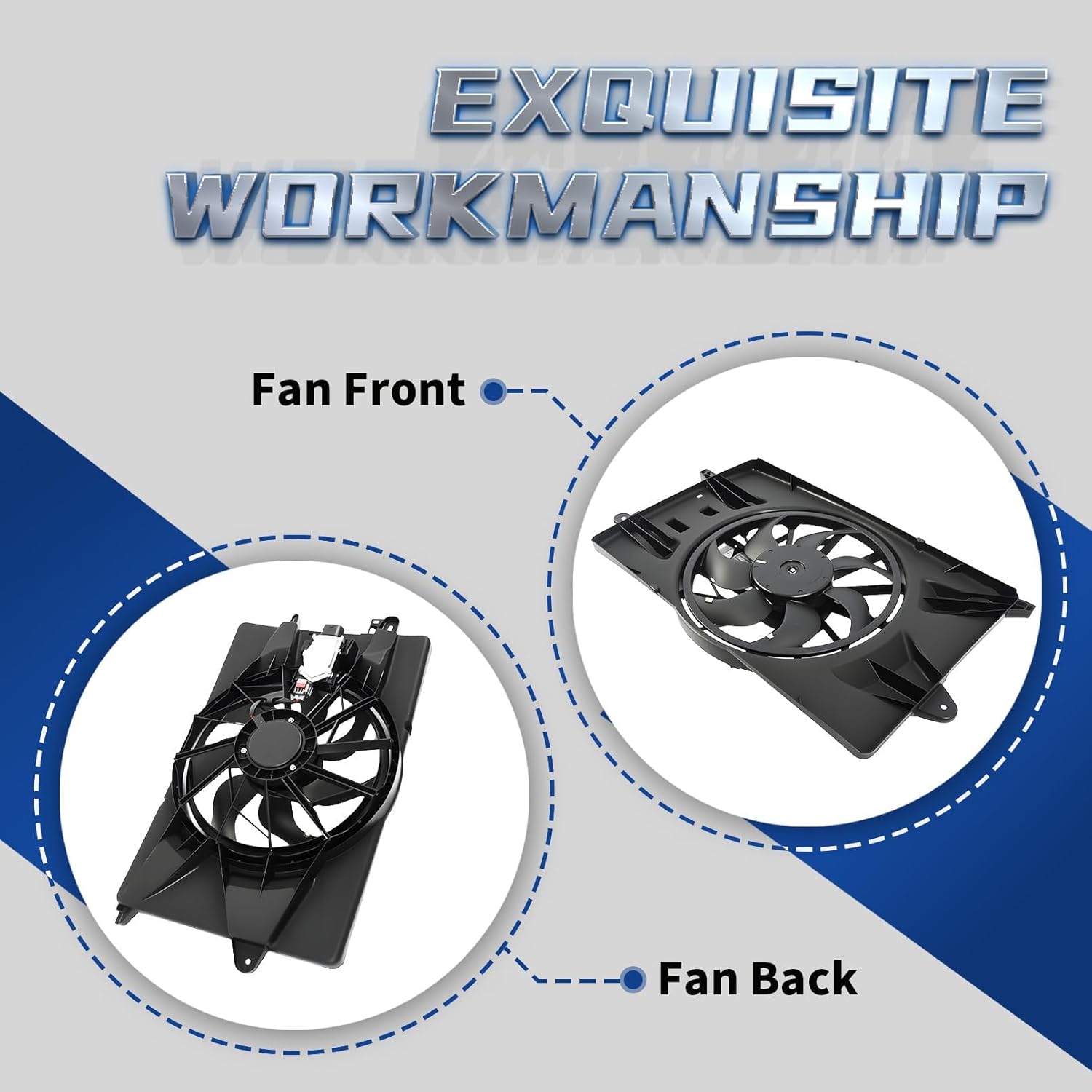 Engine Radiator Cooling Fan Assembly Compatible with 200 Cherokee 2014-2020 Replace 68197298AB 621114 623340 CH3115179 Electric Condenser Fan with Motor