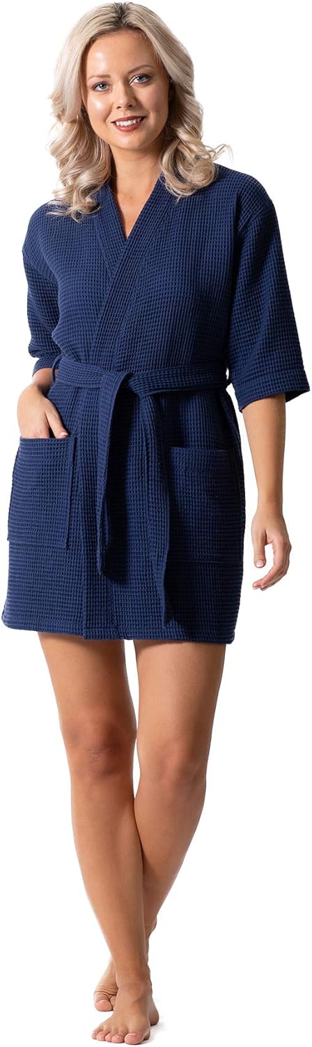 Robe Direct Lightweight Waffle Weave Bath, Spa & Bridesmaids Kimono Short Robes