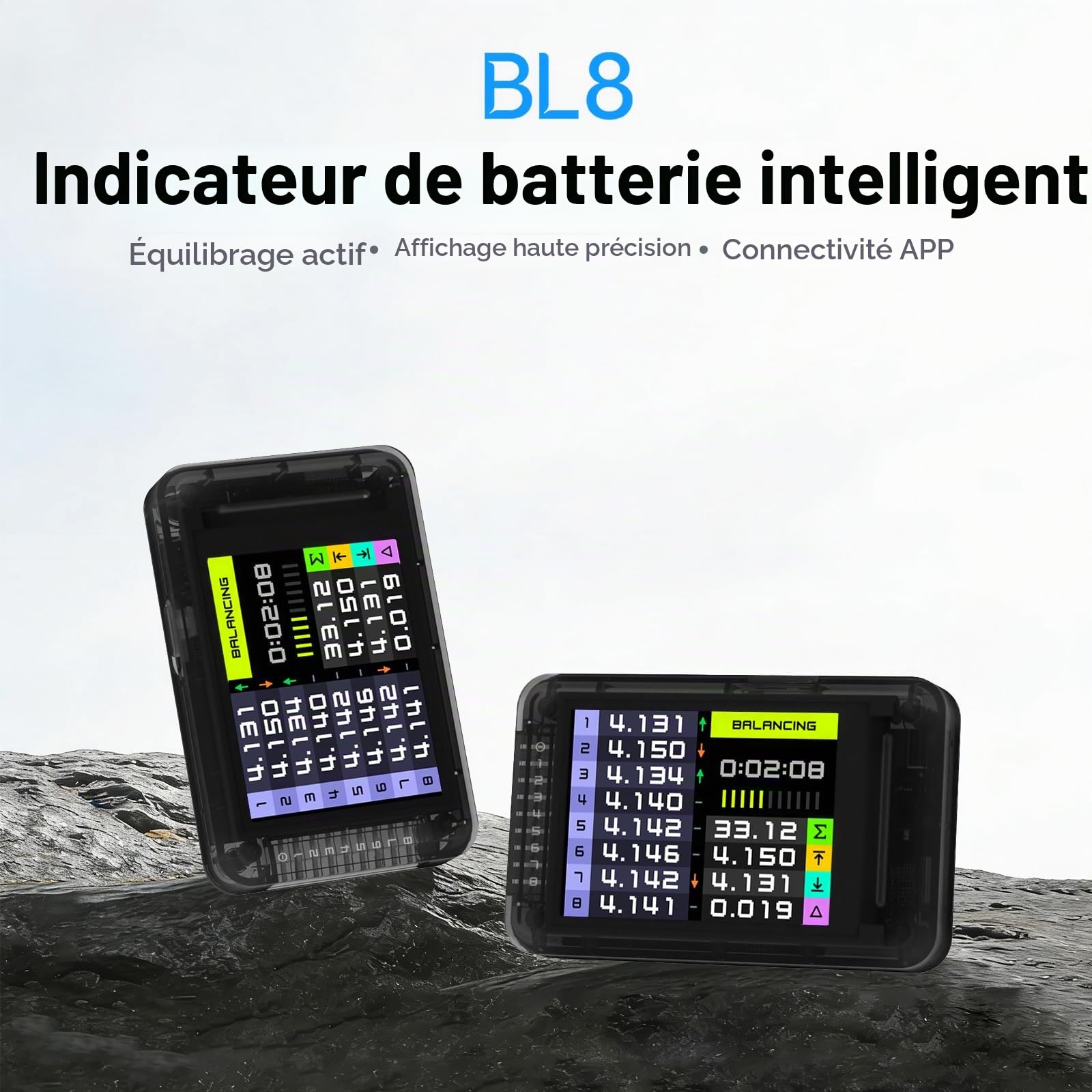 ISDT BL8 Testeur de batterie LiPo 2S-8S Smart Active Balancer XH2.54 Testeur de tension de cellules pour batteries RC avec application d'écran couleur de haute précision et télécommande