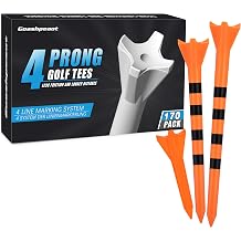 Pro Golf Tees 170 Pack 4-Prong Reduces Side Spin & Low Friction | 3 Sizes Pack 314" / 234" / 112" Plastic Golf Tees for Driver/Irons