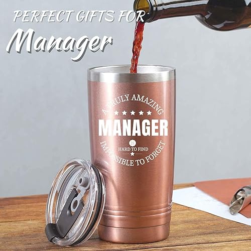 Miniatura 4 de Onebttl Regalos de gerente para mujeres, vasos aislados de acero inoxidable con tapas y pajitas, divertida idea de regalo de gerente de 20 onzas