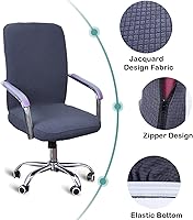Vista 3 de YOPOIY Funda impermeable para silla de computadora, funda elástica para silla de oficina con funda para reposabrazos gratis, extraíble y lavable