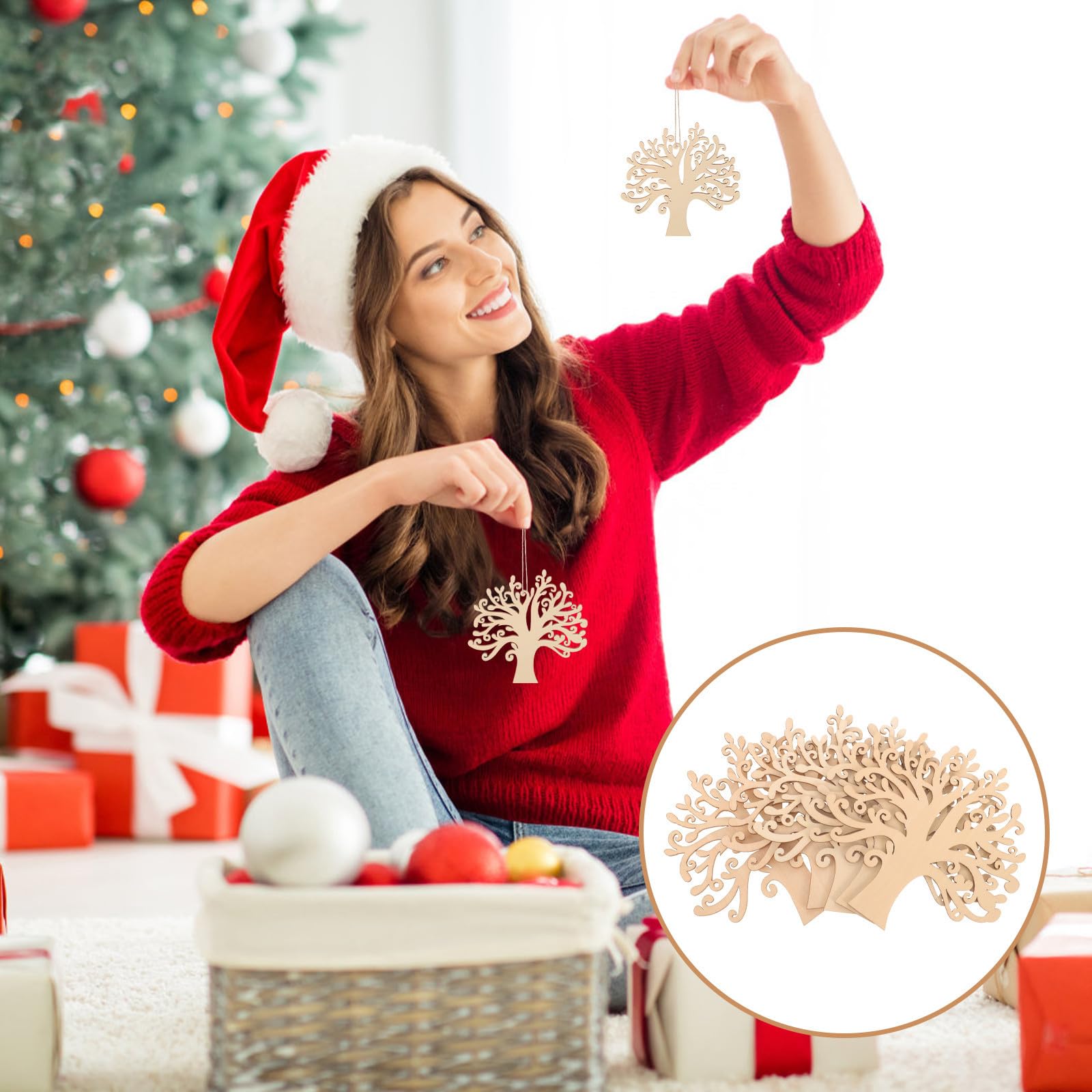 FRCOLOR 150 Pièces Découpes en Bois D'arbre pour Garçon et Filles, Lot
