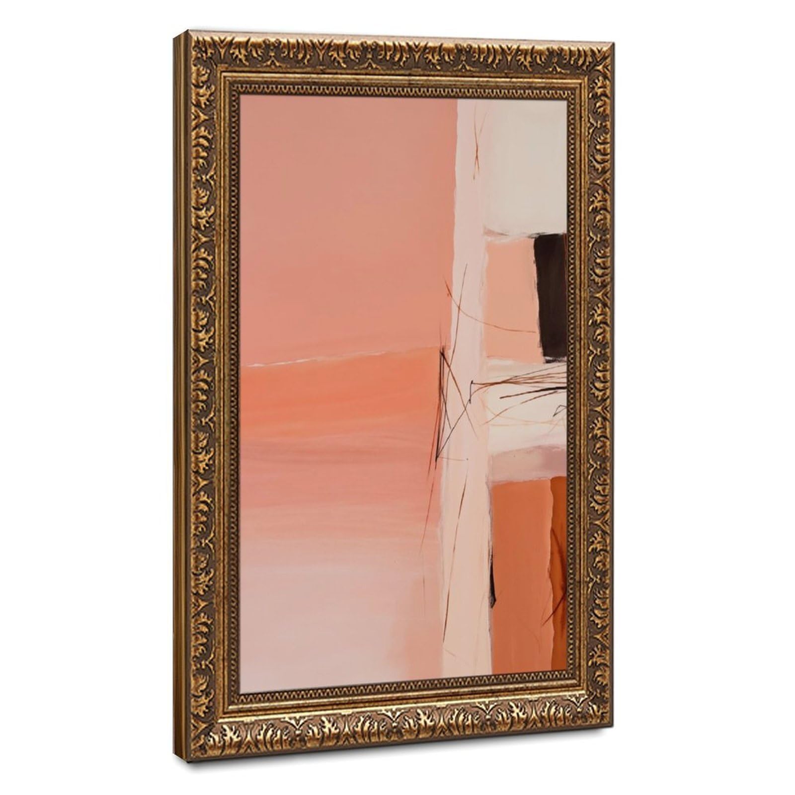 Zguols Blush Peach Terracotta Abstract And Minimalist Poster 1 Canvas Poster Bedroom Decor Sports Landscape Office Room Decor Gift Retro Gold Frame 24" L X 36" W