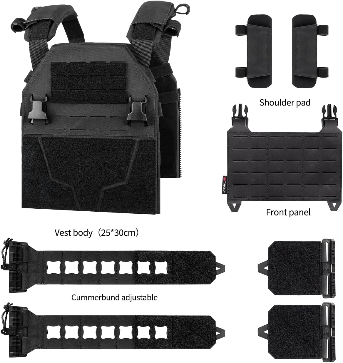 YAKEDA Tactical Training Vest with PALS System - Adjustable Straps Quick-Release Buckle for Hunting