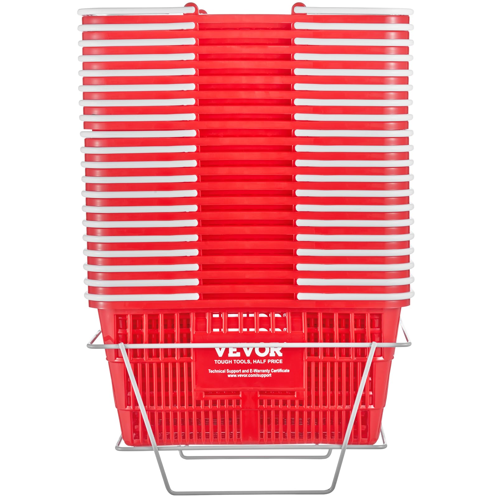 VEVOR Einkaufskorb, 20er-Set, 21 l robuster Einkaufskorb aus Kunststoff mit Griff und Ständer, 16,5 x 11,8 x 8,27 Zoll, tragbarer Einkaufskorb in Großpackung für den Lebensmitteleinkauf