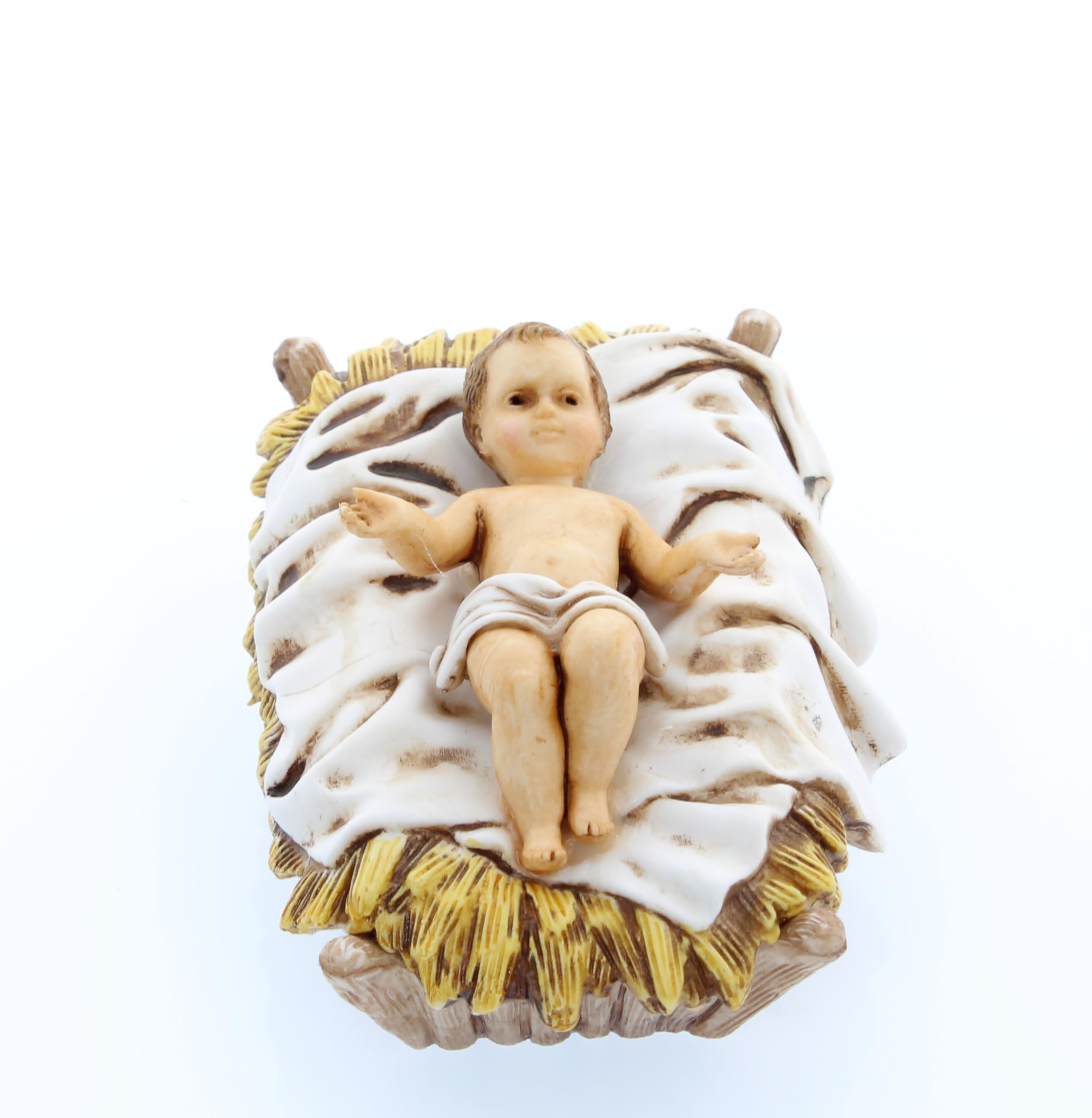 FADEDA Statuina Gesù Bambino Per Presepe – 5 Cm – Dipinta A Mano In Poliresina – Effetto Legno